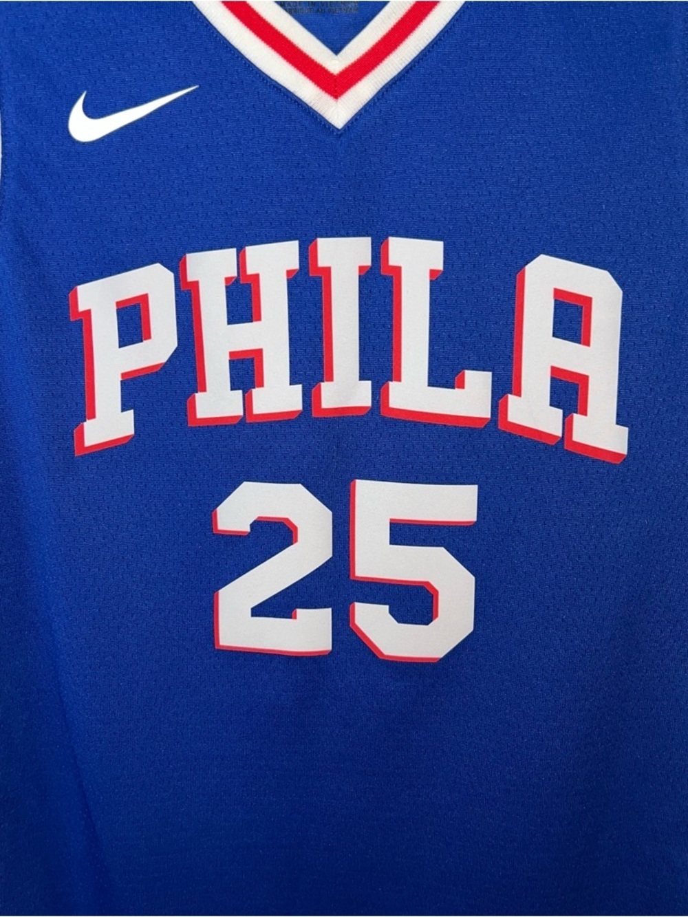 Nike Philadelphia 76ers #25 Basketball Jersey Blue with Red & White Trim Medium - Picture 4 of 14